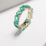 LAB GROWN EMERALD GEMSTONE GREEN ETERNITY RING IN 14K SOLID GOLD