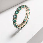 LAB GROWN EMERALD GEMSTONE GREEN ETERNITY RING IN 14K SOLID GOLD