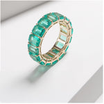 LAB GROWN EMERALD GEMSTONE GREEN ETERNITY RING IN 14K SOLID GOLD