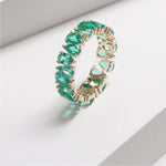 LAB GROWN EMERALD GEMSTONE GREEN ETERNITY RING IN 14K SOLID GOLD