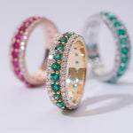 LAB GROWN EMERALD GEMSTONE GREEN ETERNITY RING IN 14K SOLID GOLD