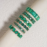 LAB GROWN EMERALD GEMSTONE GREEN ETERNITY RING IN 14K SOLID GOLD