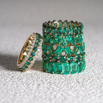 LAB GROWN EMERALD GEMSTONE GREEN ETERNITY RING IN 14K SOLID GOLD