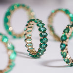 LAB GROWN EMERALD GEMSTONE GREEN ETERNITY RING IN 14K SOLID GOLD