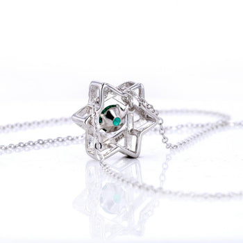 LAB GROWN EMERALD GEMSTONE STAR SHAPE PENDANT IN STERLING SILVER