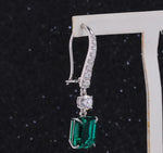 LAB GROWN EMERALD WITH MOISSANITE DROP DANGLE EARRINGS IN 14K GOLD