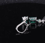 LAB GROWN EMERALD WITH MOISSANITE DROP DANGLE EARRINGS IN 14K GOLD