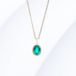 LAB GROWN GEMSTONE OVAL CUT PENDANT NECKLACE IN 14K GOLD