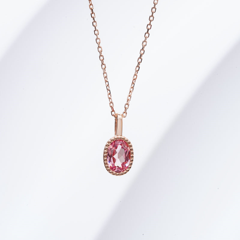 LAB GROWN GEMSTONE OVAL CUT PENDANT NECKLACE IN 14K GOLD
