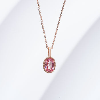 LAB GROWN GEMSTONE OVAL CUT PENDANT NECKLACE IN 14K GOLD