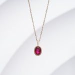 LAB GROWN GEMSTONE OVAL CUT PENDANT NECKLACE IN 14K GOLD