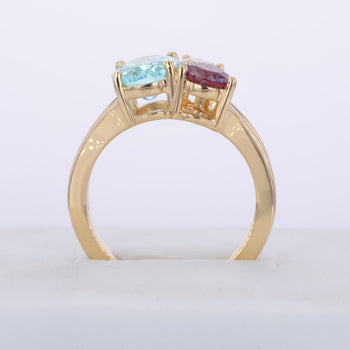 LAB GROWN PARAIBA, ALEXANDRITE AND MOISSANITE DIAMOND RING IN 18K GOLD