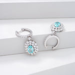 LAB GROWN PARAIBA GEMSTONE AND MOISSANITE JEWELRY SET WITH NECKLACE EARRINGS RING IN 14K WHITE GOLD