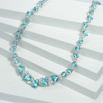 LAB GROWN PARAIBA SAPPHIRE AND MOISSANITE NECKLACE IN 14K SOLID GOLD