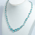 LAB GROWN PARAIBA SAPPHIRE AND MOISSANITE NECKLACE IN 14K SOLID GOLD