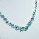 LAB GROWN PARAIBA SAPPHIRE AND MOISSANITE NECKLACE IN 14K SOLID GOLD