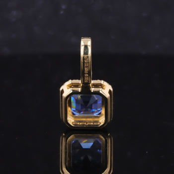 ASSCHER CUT LAB GROWN ROYAL BLUE SAPPHIRE PENDANT IN 18K SOLID GOLD