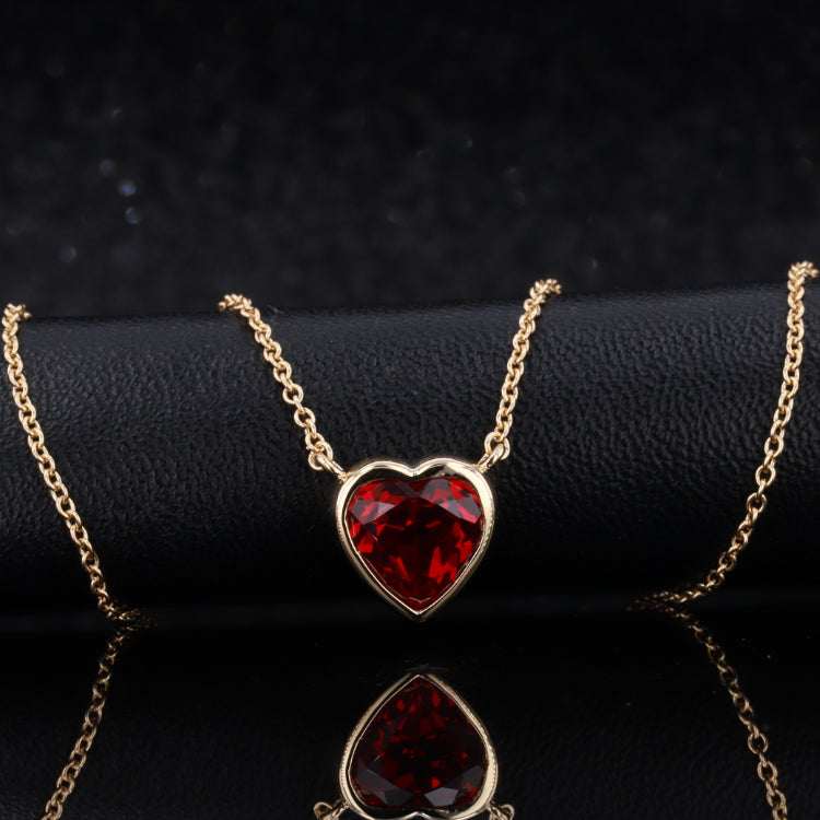 HEART SHAPE LAB GROWN RUBY PENDANT NECKLACE IN 18K GOLD
