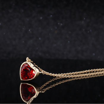 HEART SHAPE LAB GROWN RUBY PENDANT NECKLACE IN 18K GOLD