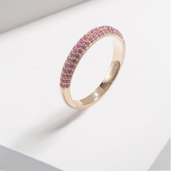 LAB GROWN RUBY GEMSTONE PINK ETERNITY BAND RING IN 14K GOLD
