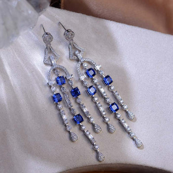 LAB GROWN SAPPHIRE AZURE CASCADE EARRINGS IN STERLING SILVER