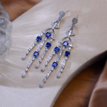 LAB GROWN SAPPHIRE AZURE CASCADE EARRINGS IN STERLING SILVER