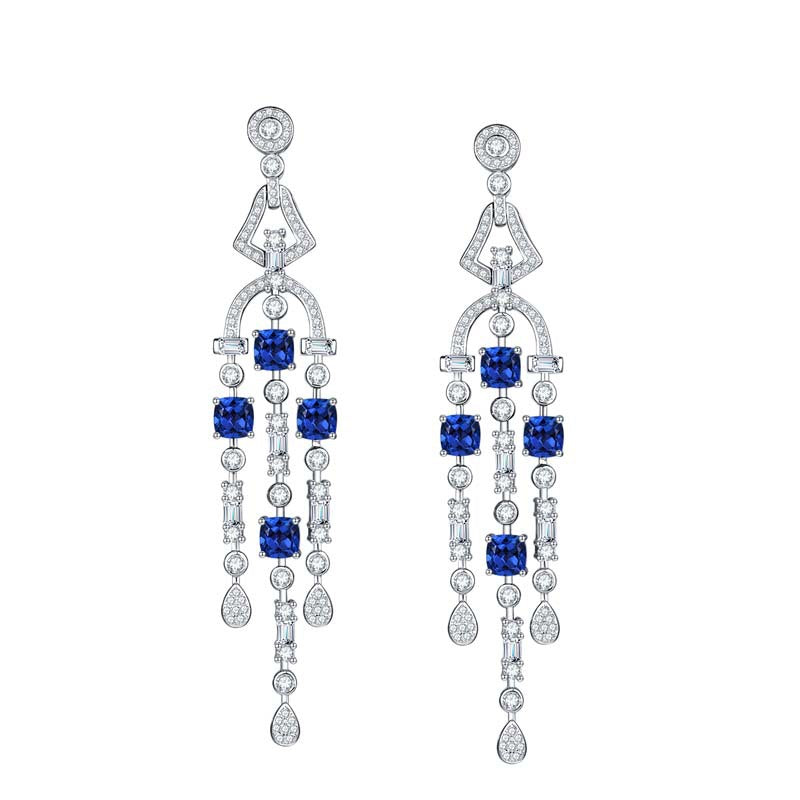 LAB GROWN SAPPHIRE AZURE CASCADE EARRINGS IN STERLING SILVER