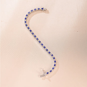 LAB GROWN SAPPHIRE TENNIS CHAIN BRACELET IN STERLING SILVER