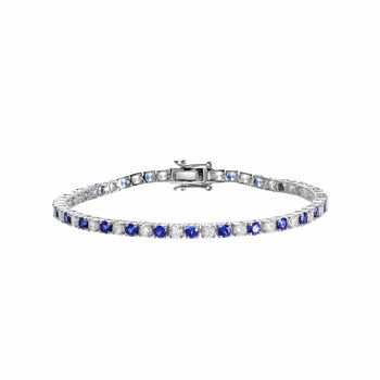 LAB GROWN SAPPHIRE TENNIS CHAIN BRACELET IN STERLING SILVER