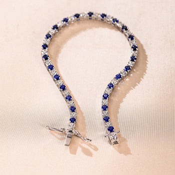 LAB GROWN SAPPHIRE TENNIS CHAIN BRACELET IN STERLING SILVER