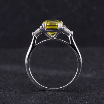 ASSCHER CUT LAB GROWN YELLOW SAPPHIRE RING IN 14K WHITE GOLD