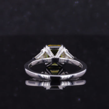ASSCHER CUT LAB GROWN YELLOW SAPPHIRE RING IN 14K WHITE GOLD