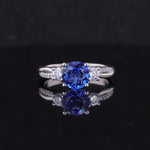 ROUND CUT LAB GROWN SAPPHIRE ROYAL BLUE RING IN 14K SOLID GOLD