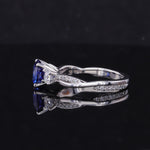 ROUND CUT LAB GROWN SAPPHIRE ROYAL BLUE RING IN 14K SOLID GOLD