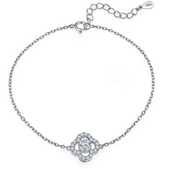 MOISSANIT-ARMBAND MIT BLATTKLEE-MOISSANIT AUS STERLINGSILBER