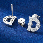 LETTER D MOISSANITE STUD EARRINGS IN STERLING SILVER