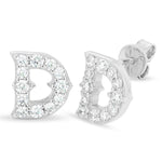 LETTER D MOISSANITE STUD EARRINGS IN STERLING SILVER