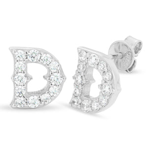 Boucles d'oreilles puces en moissanite en forme de lettre D, en argent sterling 