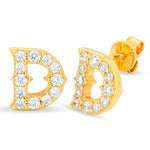 LETTER D MOISSANITE STUD EARRINGS IN STERLING SILVER