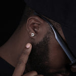 LETTER D MOISSANITE STUD EARRINGS IN STERLING SILVER