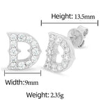 LETTER D MOISSANITE STUD EARRINGS IN STERLING SILVER