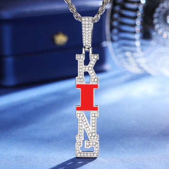 MOISSANIT-KÖNIG-ANHÄNGER-HALSKETTE AUS STERLINGSILBER