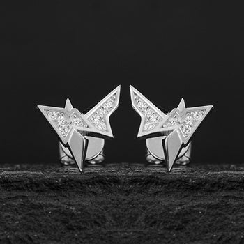 Boucles d'oreilles à clous en moissanite géométrique et argent sterling