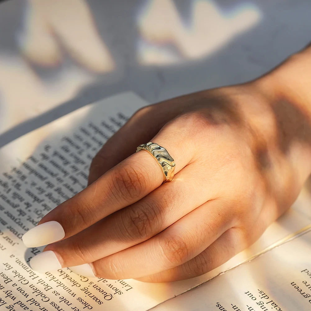 LIQUID WAVE OPEN RING IN STERLING SILVER