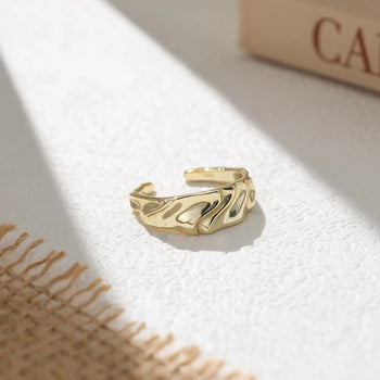 LIQUID WAVE OPEN RING IN STERLING SILVER