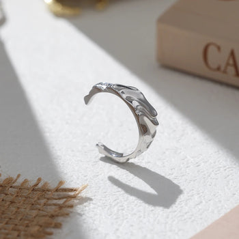 LIQUID WAVE OPEN RING IN STERLING SILVER