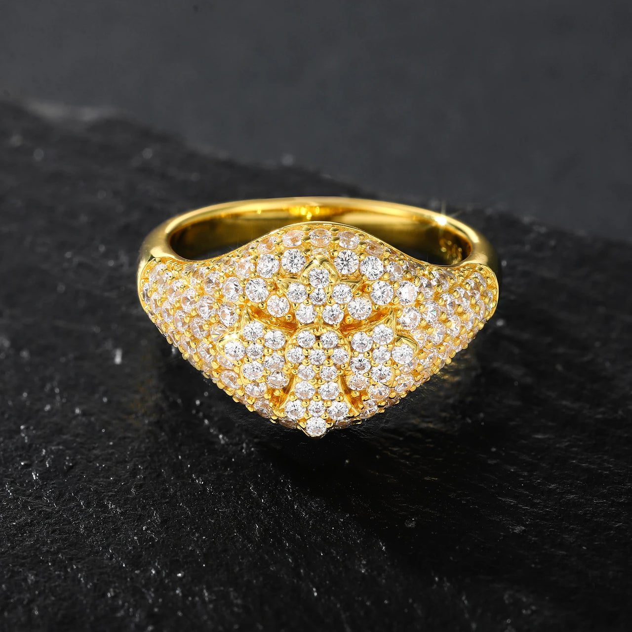 Kreuzring mit Moissanit-Diamanten in Sterlingsilber 