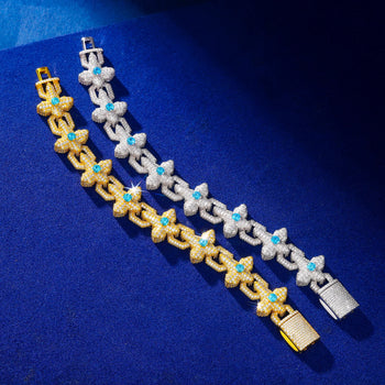 MOISSANITE DIAMOND CRYO CROSS CHAIN BRACELET IN STERLING SILVER