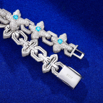 MOISSANITE DIAMOND CRYO CROSS CHAIN BRACELET IN STERLING SILVER