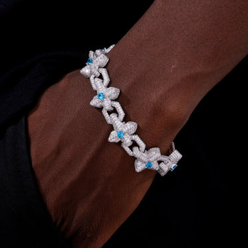 MOISSANITE DIAMOND CRYO CROSS CHAIN BRACELET IN STERLING SILVER